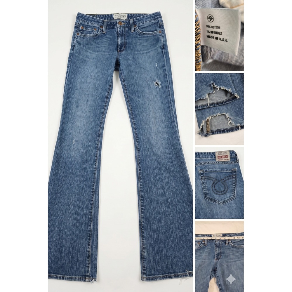 Vintage Big Star Honey Jeans Women s 29R Made in USA Thrashed Flare Y2K Low Rise